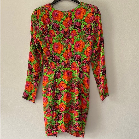 Zara Red and Green Bodycon Cocktail Zipper Side Dress Size M - Picture 4 of 6